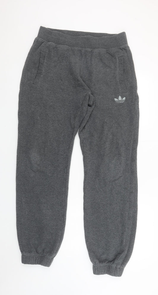 Adidas Men Grey Jogger Sweatpants L Fleece Lined Tapered Fit