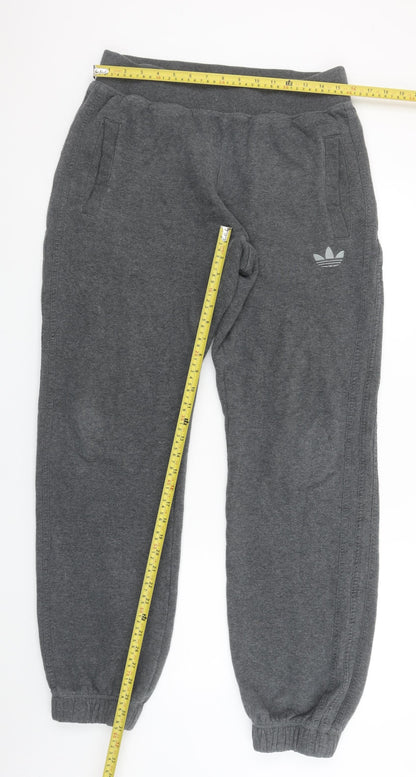 Adidas Men Grey Jogger Sweatpants L Fleece Lined Tapered Fit