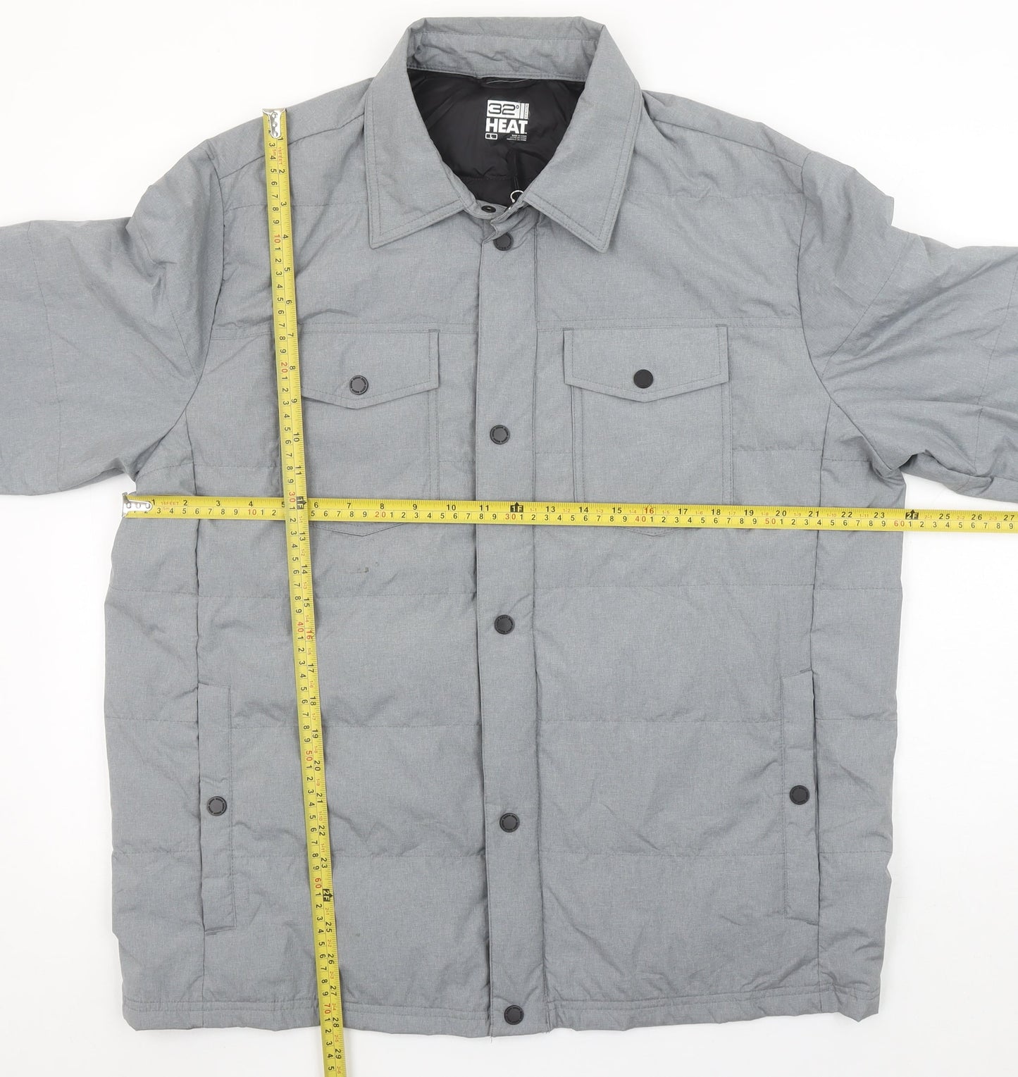 32 Degrees Men’s Grey L Puffer Jacket Down Insulated Mid-Length