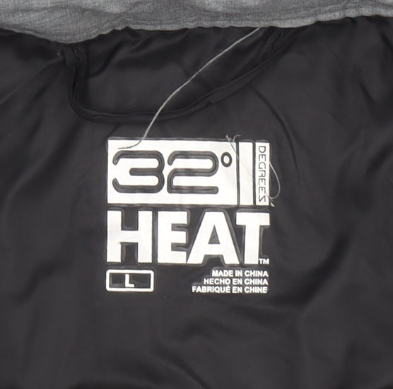 32 Degrees Men’s Grey L Puffer Jacket Down Insulated Mid-Length