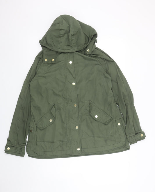 Joules Womens Green Hooded Parka Jacket Size 6 Polyester