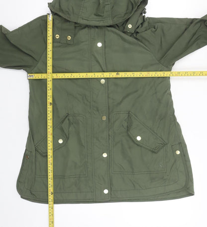 Joules Womens Green Hooded Parka Jacket Size 6 Polyester