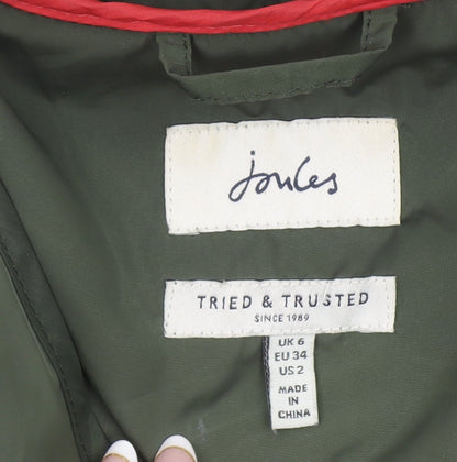 Joules Womens Green Hooded Parka Jacket Size 6 Polyester