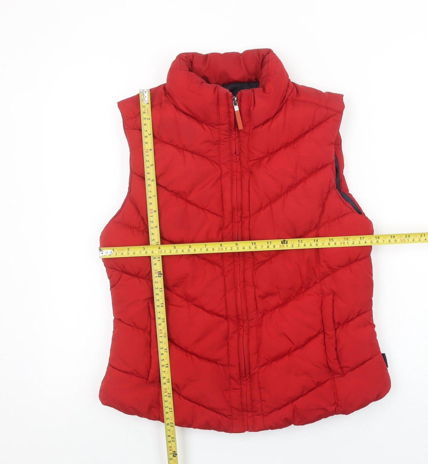 George Women's Red Puffer Waistcoat Size 12 Quilted Gilet