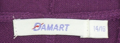 Damart Womens Purple Acrylic Knit Cardigan Size 14/16