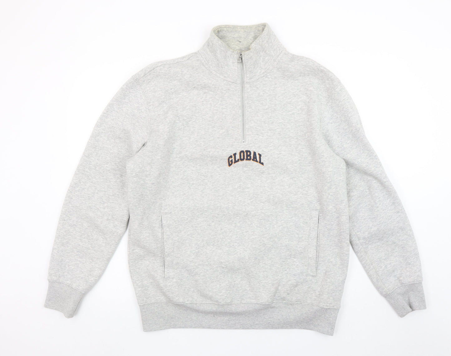 Mens UK Size M H&M Grey 1/4 Zip Sweatshirt