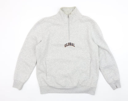 Mens UK Size M H&M Grey 1/4 Zip Sweatshirt