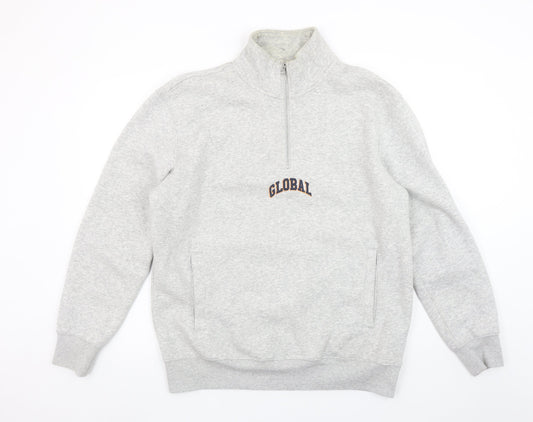 Mens UK Size M H&M Grey 1/4 Zip Sweatshirt