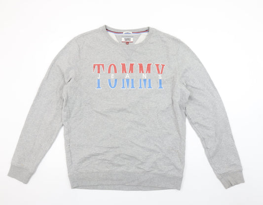 Mens UK Size XL Tommy Jeans Grey Pullover Sweatshirt