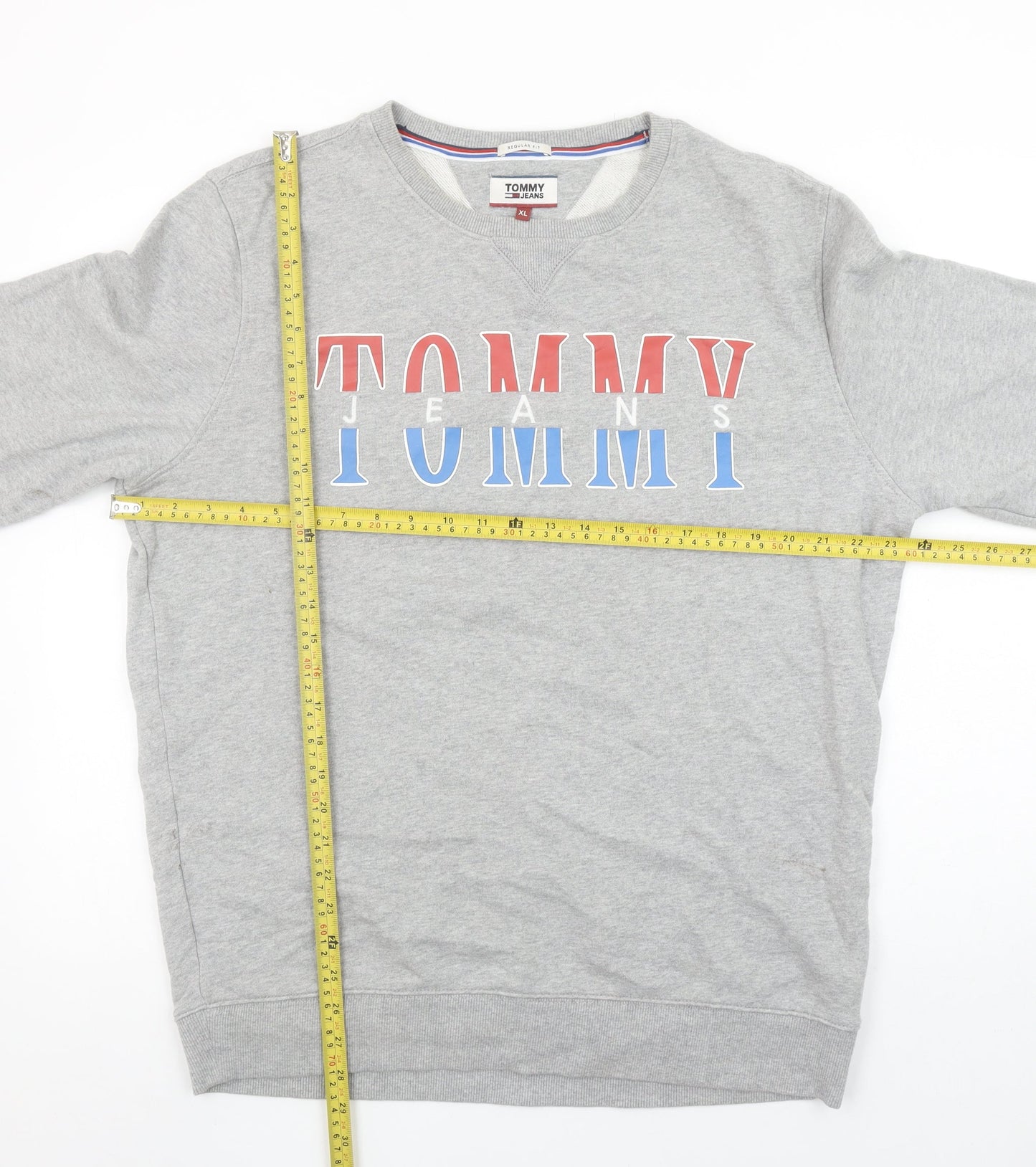 Mens UK Size XL Tommy Jeans Grey Pullover Sweatshirt