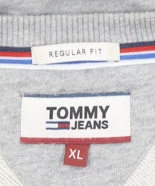 Mens UK Size XL Tommy Jeans Grey Pullover Sweatshirt