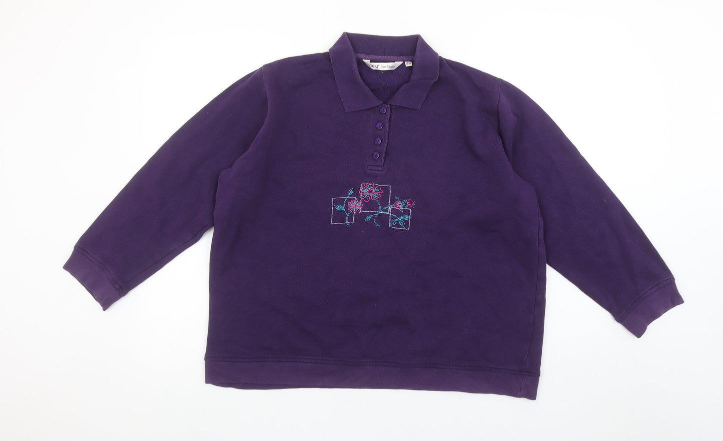 Womens UK Size 18-20 EWM Pure Classic Purple Henley Sweatshirt