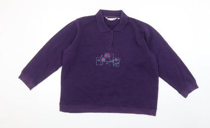 Womens UK Size 18-20 EWM Pure Classic Purple Henley Sweatshirt