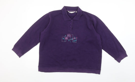 Womens UK Size 18-20 EWM Pure Classic Purple Henley Sweatshirt