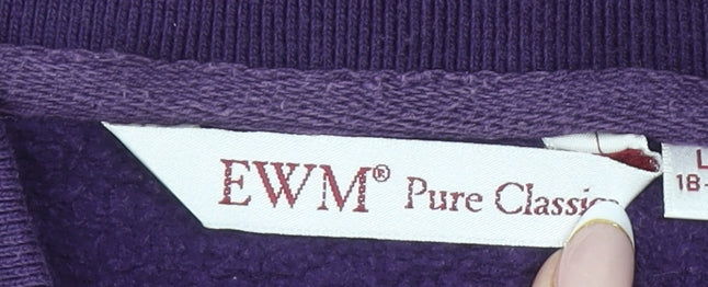 Womens UK Size 18-20 EWM Pure Classic Purple Henley Sweatshirt