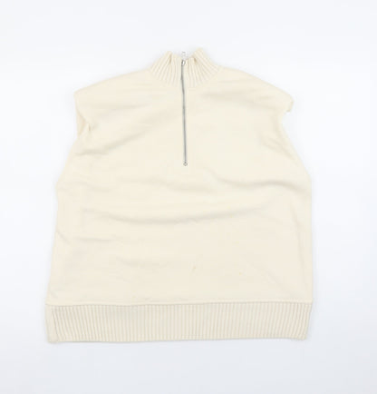 Womens UK Size S Zara Beige Pullover Sweatshirt