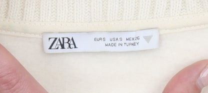 Womens UK Size S Zara Beige Pullover Sweatshirt