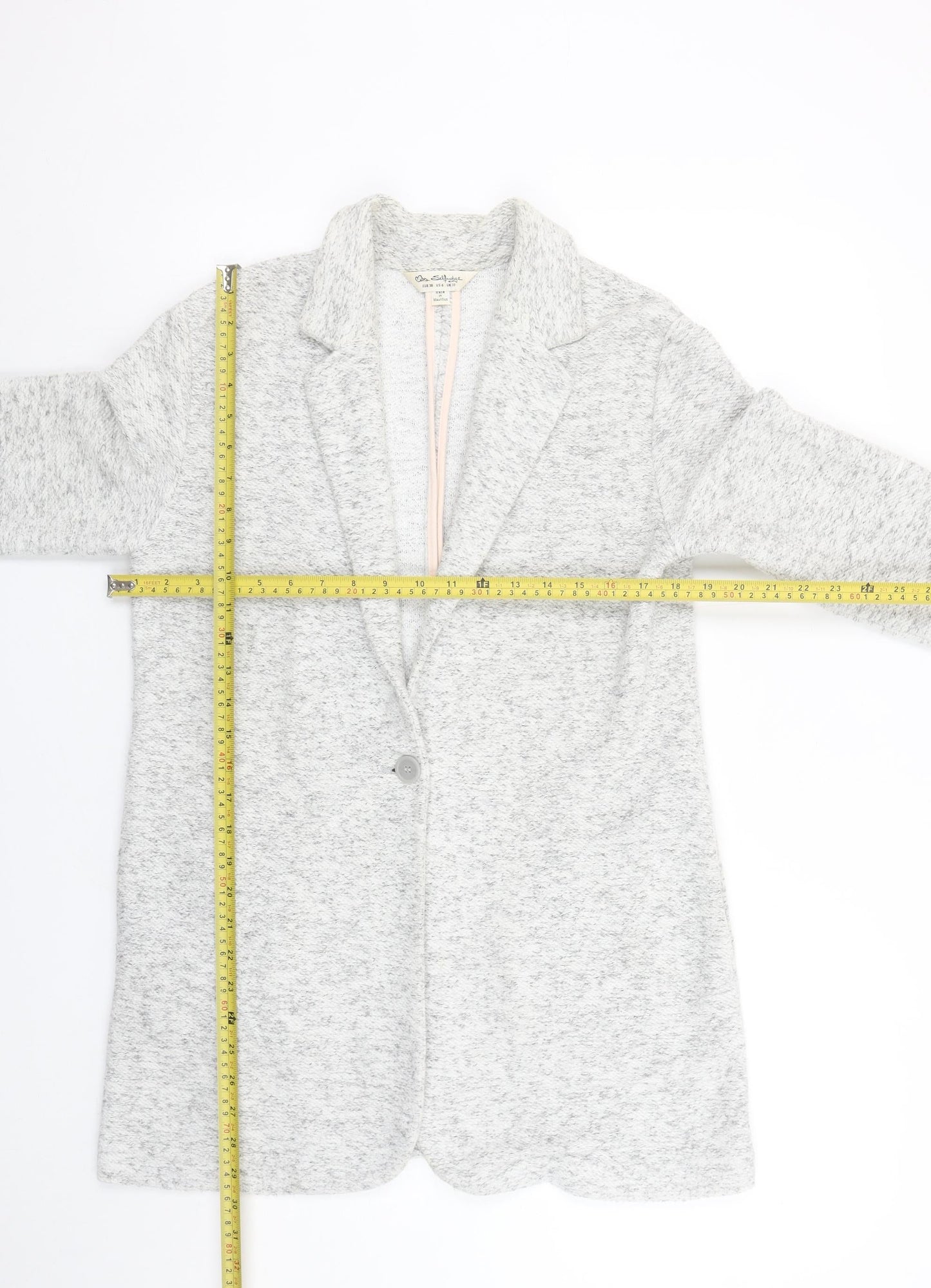 Miss Selfridge Women’s Grey Knit Blazer Jacket Size 10 Single-Breasted