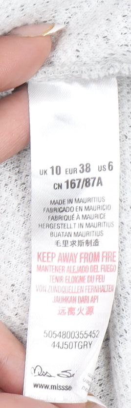 Miss Selfridge Women’s Grey Knit Blazer Jacket Size 10 Single-Breasted