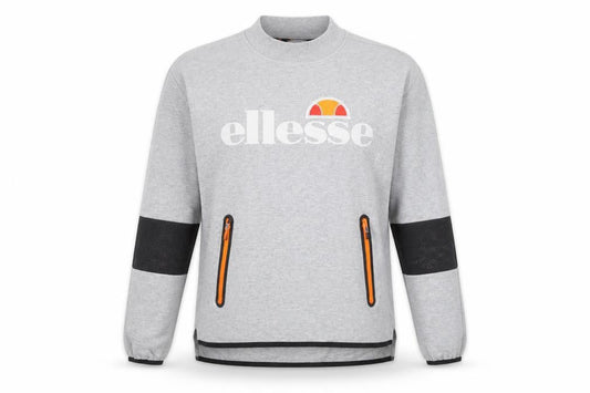 Front view of Ellesse women’s grey, size UK 14, crew neck pullover sweatshirt