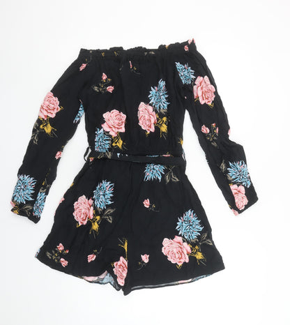 Womens UK Size 8 Miss Selfridge One-Piece Black Playsuit