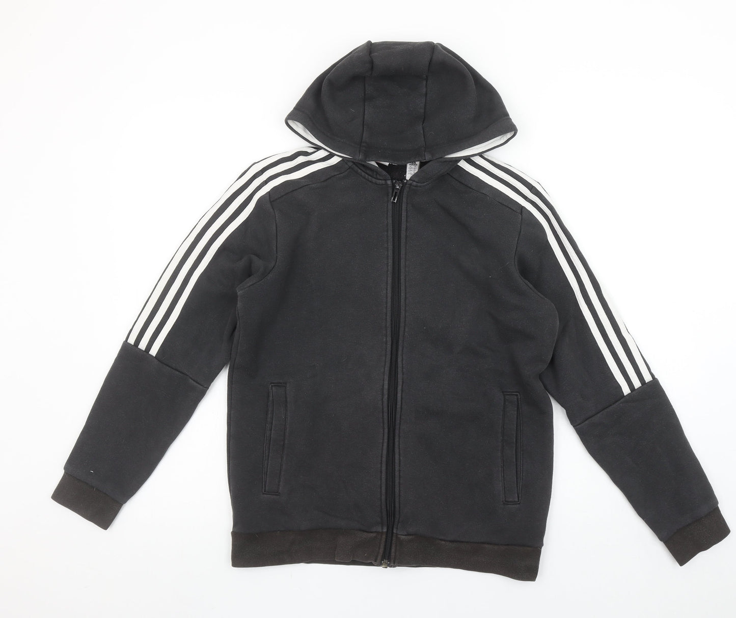 Boys UK Size 13-14 Years adidas Black Full Zip Hoodie