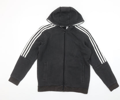 Boys UK Size 13-14 Years adidas Black Full Zip Hoodie