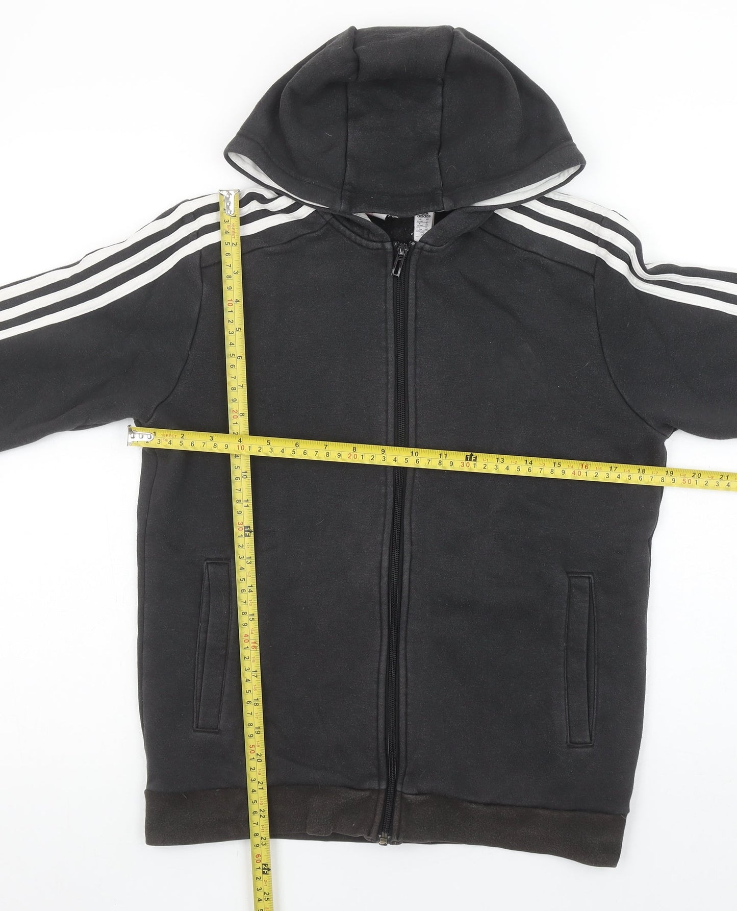 Boys UK Size 13-14 Years adidas Black Full Zip Hoodie