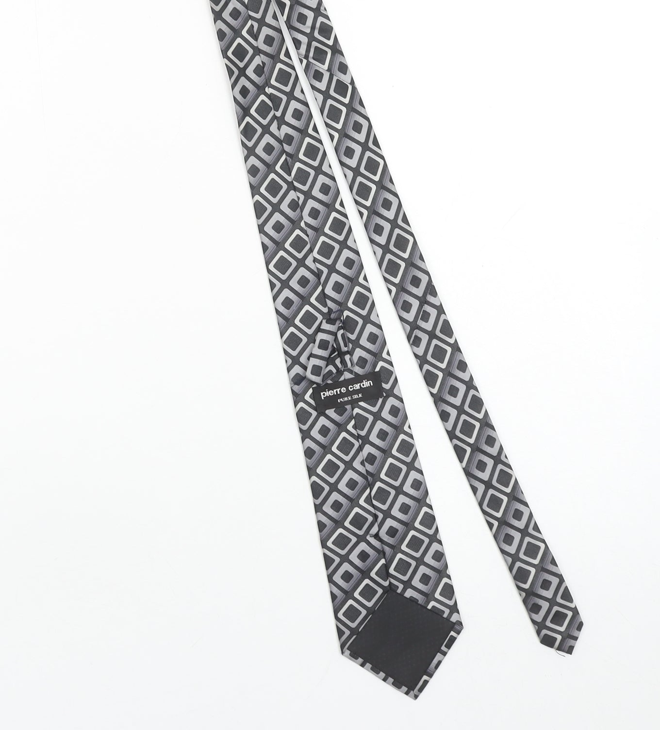 Pierre Cardin Men’s Grey Geometric Pure Silk Tie