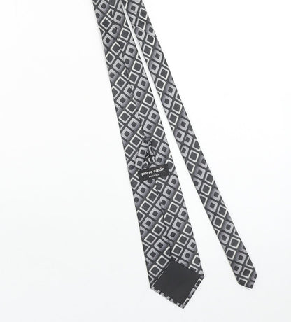 Pierre Cardin Men’s Grey Geometric Pure Silk Tie