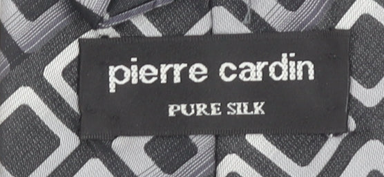 Pierre Cardin Men’s Grey Geometric Pure Silk Tie