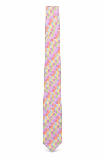 Mens Soprano Multicoloured Geometric 100% Silk Slim Tie