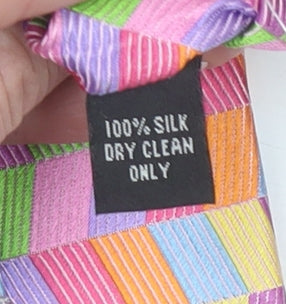 Soprano Men's Multicoloured Geometric 100% Silk Slim Tie One Size