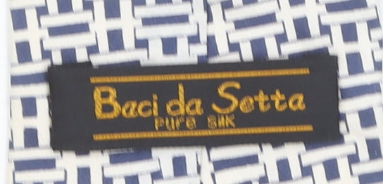 Baci da Setta Men's Blue Geometric Designer 100% Silk Tie One Size