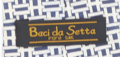Baci da Setta Men's Blue Geometric Designer 100% Silk Tie One Size