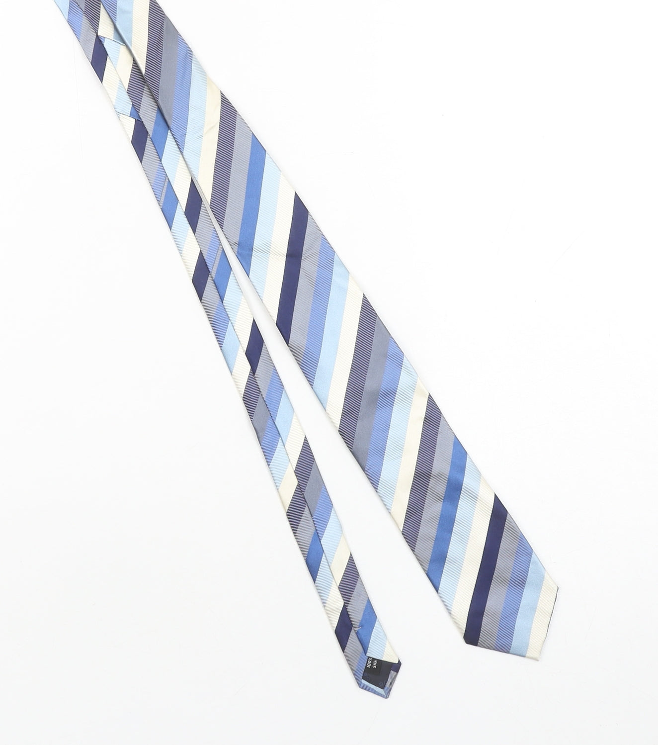 The Savile Row Company Men’s Blue Striped Slim Silk Tie One Size