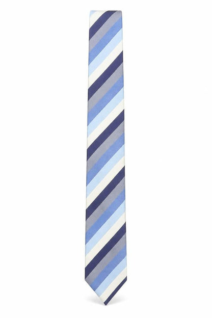 Mens The Savile Row Company Blue Striped 100% Silk Slim Tie