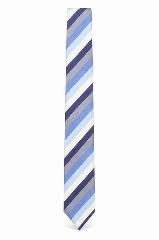 Mens The Savile Row Company Blue Striped 100% Silk Slim Tie