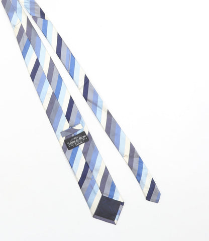 The Savile Row Company Men’s Blue Striped Slim Silk Tie One Size