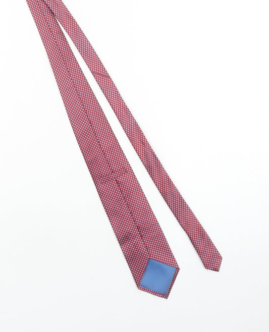 Marks and Spencer Men Red Geometric Slim Silk Tie One Size