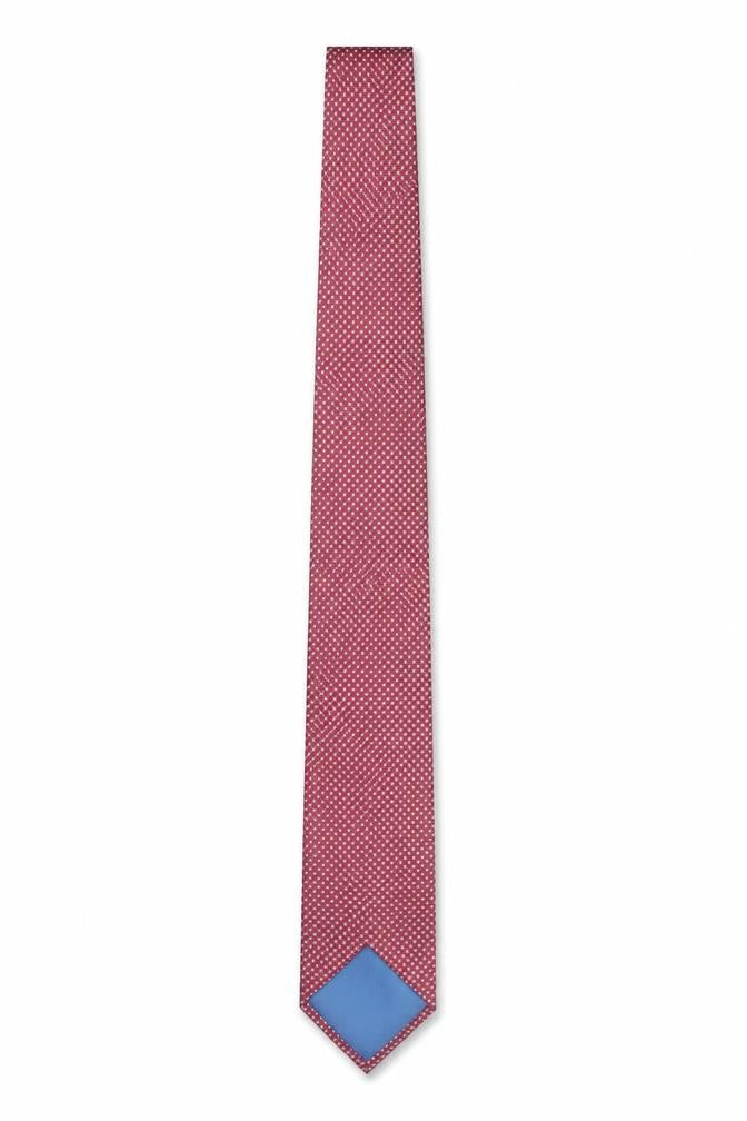 Mens Marks and Spencer Red Geometric 100% Silk Slim Tie