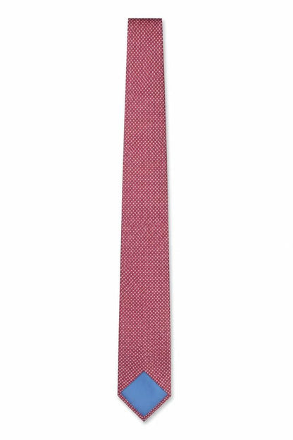 Mens Marks and Spencer Red Geometric 100% Silk Slim Tie