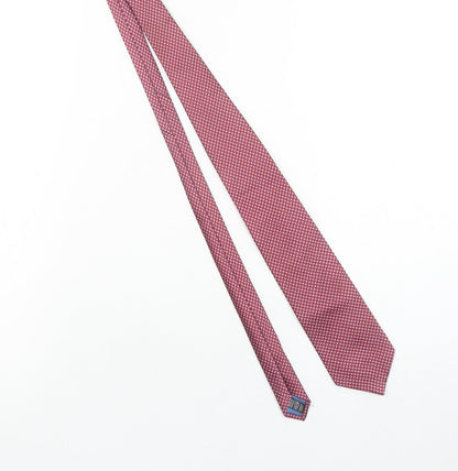 Marks and Spencer Men Red Geometric Slim Silk Tie One Size