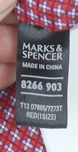 Marks and Spencer Men Red Geometric Slim Silk Tie One Size