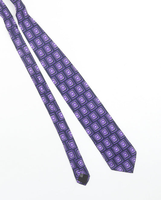 CG Collections Men's Purple Geometric Silk Tie Made in Italy One Size