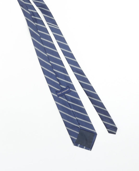 Tom Hagan Men's Blue Striped Slim Tie Polyester One Size