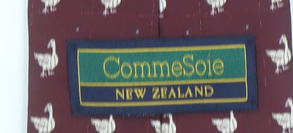 CommeSoie Men Burgundy Polyester Animal Print Tie 176cm