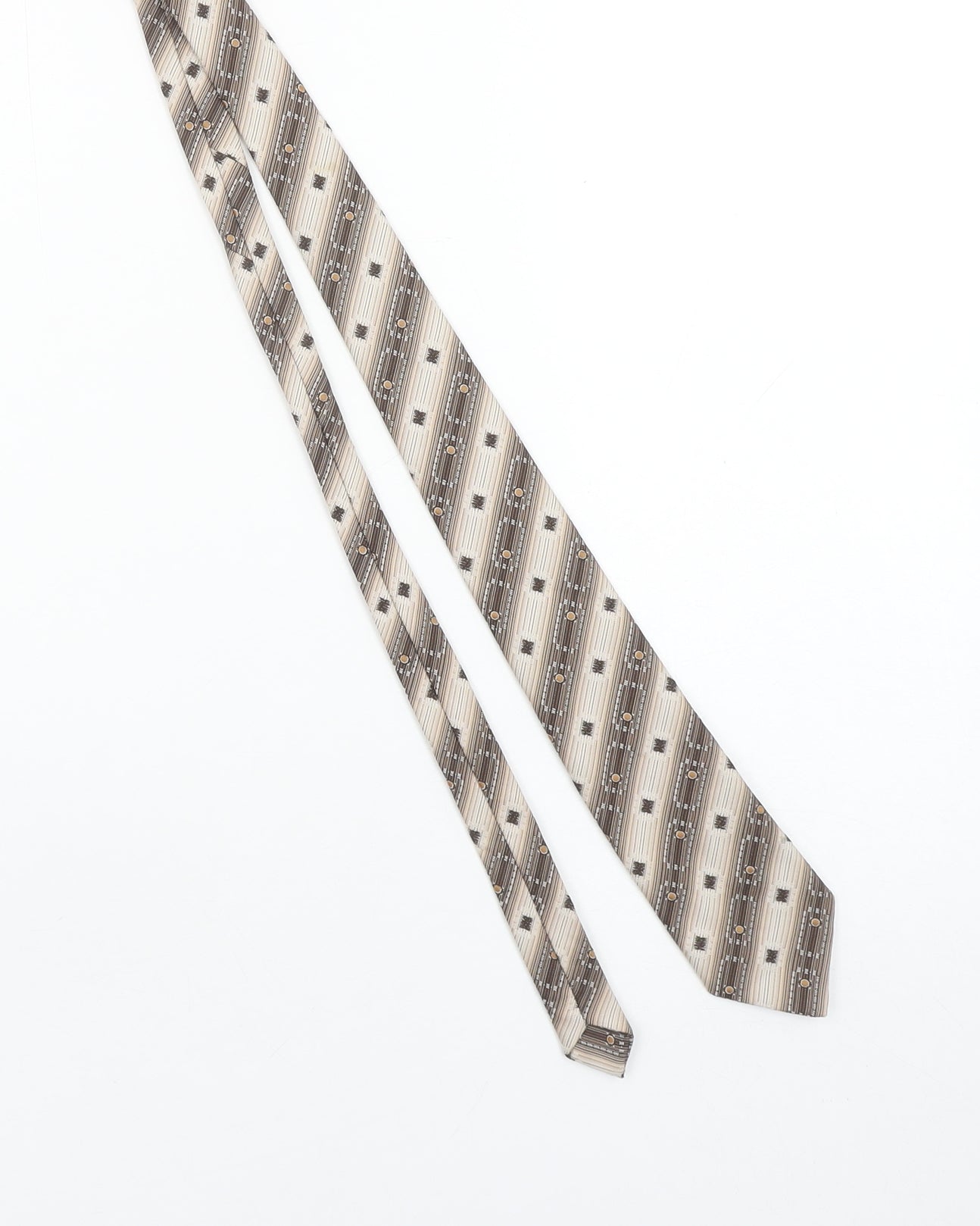 Tootal Men's Beige Brown Geometric Polyester Slim Tie Made in Britain