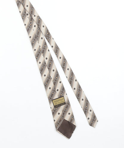 Tootal Men's Beige Brown Geometric Polyester Slim Tie Made in Britain