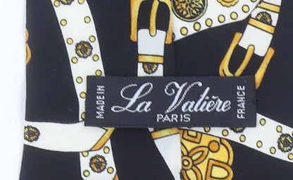 Mens La Valière Black Geometric 100% Silk Designer Tie